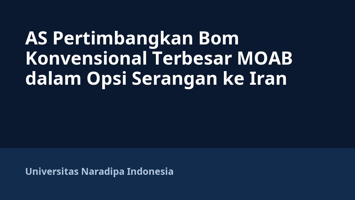AS Pertimbangkan Bom Konvensional Terbesar MOAB dalam Opsi Serangan ke Iran