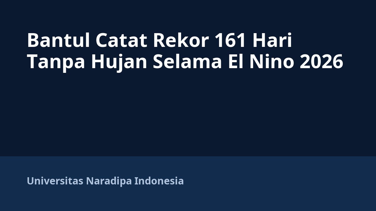 Bantul Catat Rekor 161 Hari Tanpa Hujan Selama El Nino 2026