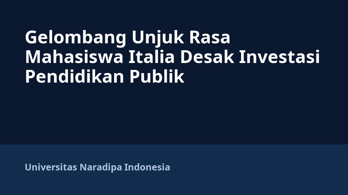 Gelombang Unjuk Rasa Mahasiswa Italia Desak Investasi Pendidikan Publik