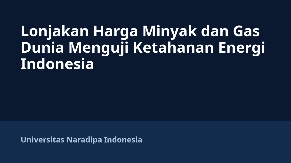 Lonjakan Harga Minyak dan Gas Dunia Menguji Ketahanan Energi Indonesia