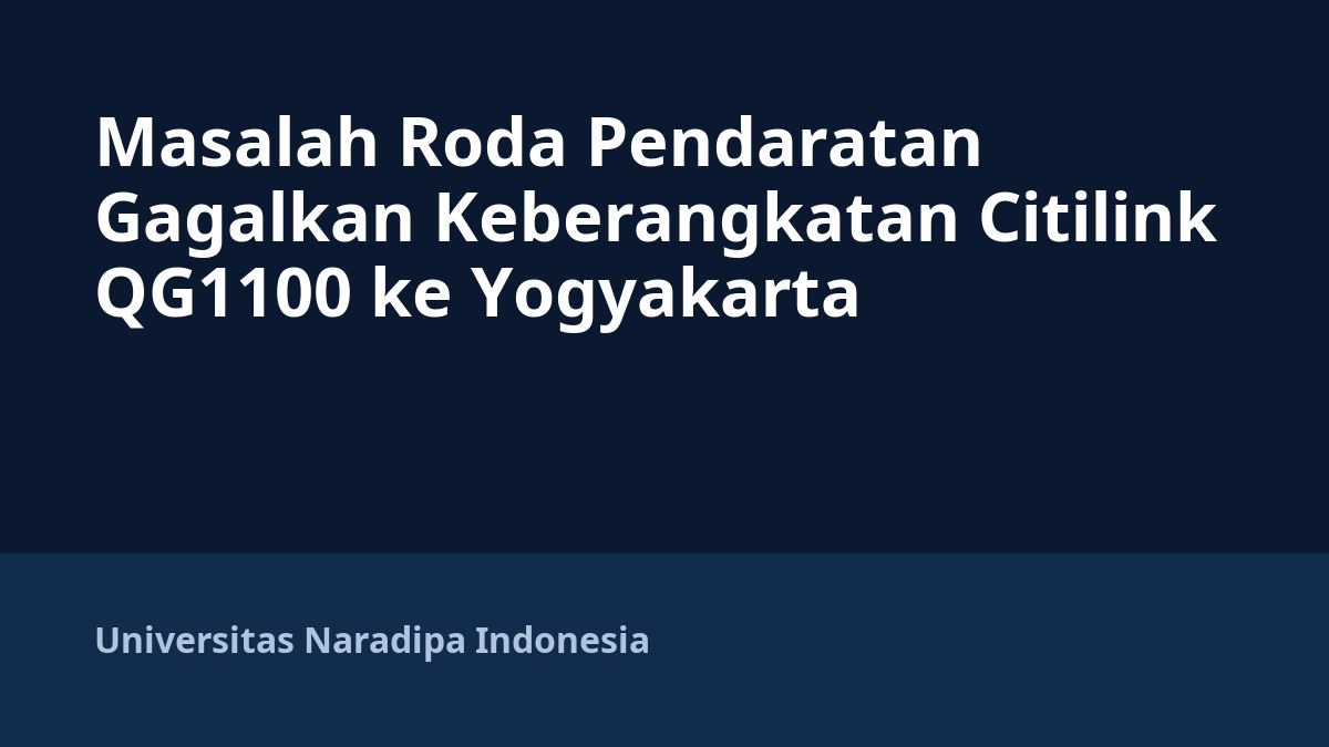 Masalah Roda Pendaratan Gagalkan Keberangkatan Citilink QG1100 ke Yogyakarta