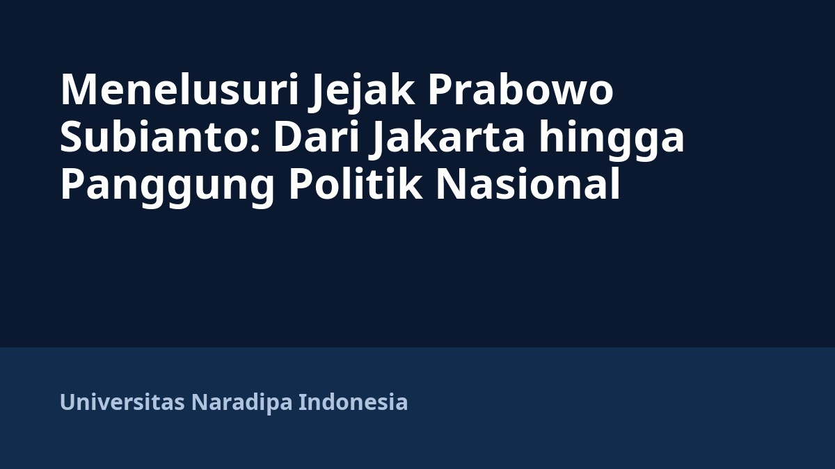 Menelusuri Jejak Prabowo Subianto: Dari Jakarta hingga Panggung Politik Nasional