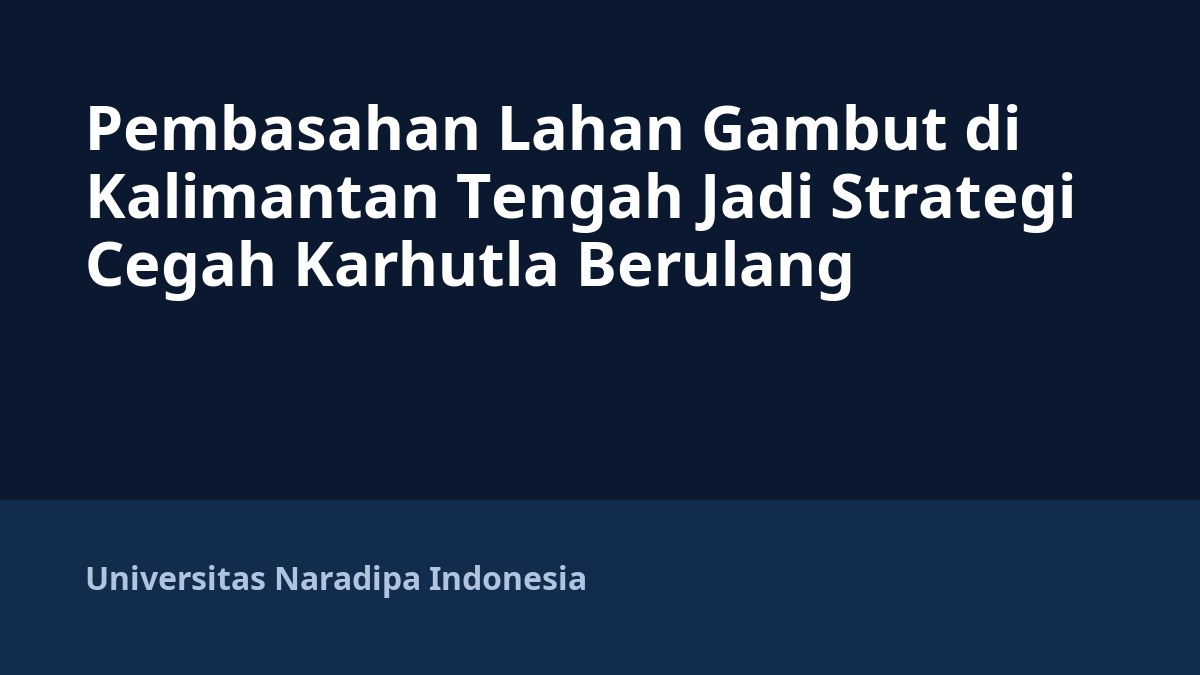 Pembasahan Lahan Gambut di Kalimantan Tengah Jadi Strategi Cegah Karhutla Berulang
