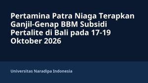 Pertamina Patra Niaga Terapkan Ganjil-Genap BBM Subsidi Pertalite di Bali pada 17-19 Oktober 2026