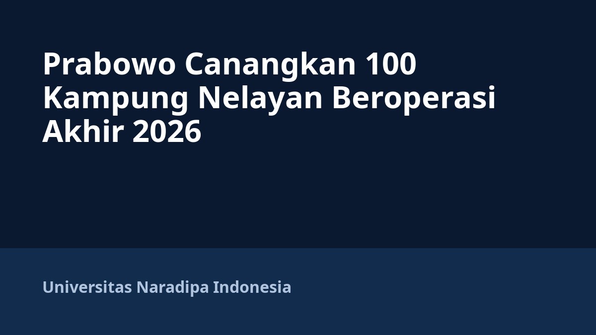 Prabowo Canangkan 100 Kampung Nelayan Beroperasi Akhir 2026