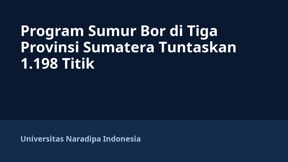 Program Sumur Bor di Tiga Provinsi Sumatera Tuntaskan 1.198 Titik